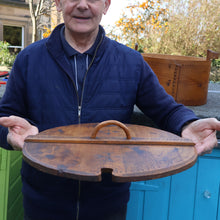 Load image into Gallery viewer, Antique 19th Century Scandinavian Bentwood Box with Prickwork/ Pokerwork Decoration. 16 inches diameter

