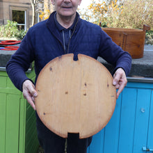 Load image into Gallery viewer, Antique 19th Century Scandinavian Bentwood Box with Prickwork/ Pokerwork Decoration. 16 inches diameter

