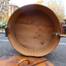 Load image into Gallery viewer, Antique 19th Century Scandinavian Bentwood Box with Prickwork/ Pokerwork Decoration. 16 inches diameter

