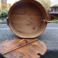 Load image into Gallery viewer, Antique 19th Century Scandinavian Bentwood Box with Prickwork/ Pokerwork Decoration. 16 inches diameter

