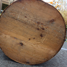Load image into Gallery viewer, Antique 19th Century Scandinavian Bentwood Box with Prickwork/ Pokerwork Decoration. 16 inches diameter

