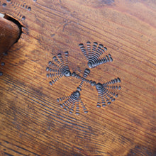 Load image into Gallery viewer, Antique 19th Century Scandinavian Bentwood Box with Prickwork/ Pokerwork Decoration. 16 inches diameter

