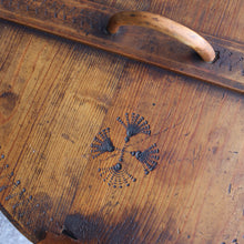 Load image into Gallery viewer, Antique 19th Century Scandinavian Bentwood Box with Prickwork/ Pokerwork Decoration. 16 inches diameter

