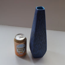 Load image into Gallery viewer, Vintage 1950s NORWEGIAN AWF (Arnold Wiigs Fabrikker) Angular Blue Pottery Vase with Abstract Decoration
