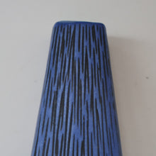 Load image into Gallery viewer, Vintage 1950s NORWEGIAN AWF (Arnold Wiigs Fabrikker) Angular Blue Pottery Vase with Abstract Decoration
