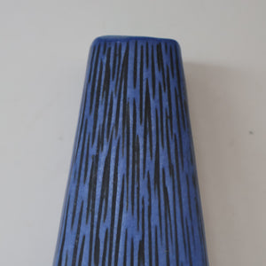 Vintage 1950s NORWEGIAN AWF (Arnold Wiigs Fabrikker) Angular Blue Pottery Vase with Abstract Decoration