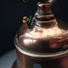 Load image into Gallery viewer, GENUINE Antique Glass HOLOPHANE Pendant Two Part Light Shade with Copper Fittings, Brass Ceiling Hook Fitment and Hanging Chain
