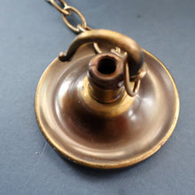 Load image into Gallery viewer, GENUINE Antique Glass HOLOPHANE Pendant Two Part Light Shade with Copper Fittings, Brass Ceiling Hook Fitment and Hanging Chain
