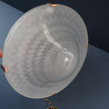 Load image into Gallery viewer, GENUINE Antique Glass HOLOPHANE Pendant Two Part Light Shade with Copper Fittings, Brass Ceiling Hook Fitment and Hanging Chain
