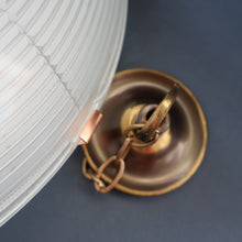 Load image into Gallery viewer, GENUINE Antique Glass HOLOPHANE Pendant Two Part Light Shade with Copper Fittings, Brass Ceiling Hook Fitment and Hanging Chain
