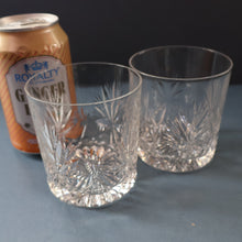 Load image into Gallery viewer, Vintage PAIR of 1960s Edinburgh Chunky Crystal Whisky Tumblers STAR OF EDINBURGH Pattern
