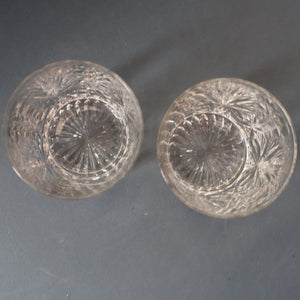 Vintage PAIR of 1960s Edinburgh Chunky Crystal Whisky Tumblers STAR OF EDINBURGH Pattern