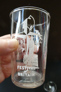 1938 Glasgow Exhibition Glasses. 1951 Festival of Britain Glass