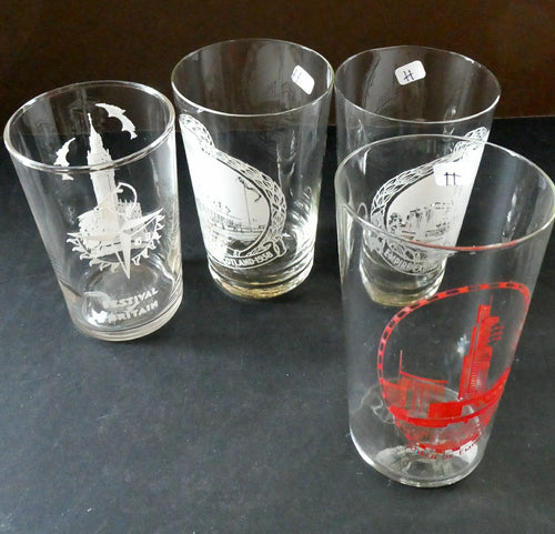 1938 Glasgow Exhibition Glasses. 1951 Festival of Britain Glass