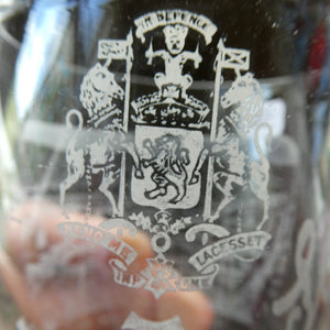 EDINBURGH INTERNATIONAL EXHIBITION 1908 Antique Souvenir. Set of Three Clear Glass Drinking Tumblers SAUGHTON PARK