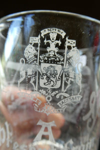 EDINBURGH INTERNATIONAL EXHIBITION 1908 Antique Souvenir. Set of Three Clear Glass Drinking Tumblers SAUGHTON PARK