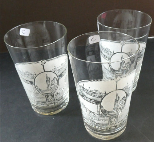 Glasgow Empire Exhibition 1938 Souvenir Drinking Glasses or Tumblers 