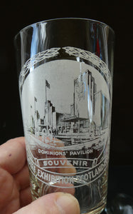 Glasgow Empire Exhibition 1938 Souvenir Drinking Glasses or Tumblers