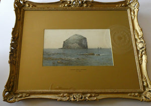 SCOTTISH ART. Fine Victorian Watercolour Painting of the Bass Rock by James Cassie (1819-1879)