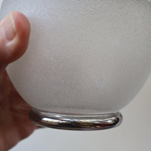 ART DECO Style. 1950s Bohemian / Czech Glass Decanter with Silvered Hoops & Faceted Black Glass Stopper