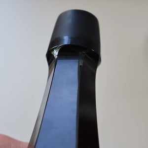 ART DECO Style. 1950s Bohemian / Czech Glass Decanter with Silvered Hoops & Faceted Black Glass Stopper