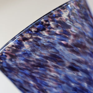 Later 1980s PERTHSHIRE GLASS Art Glass Trumpet Vase. Mottled Blue Glass. 8 1/2 inches in height