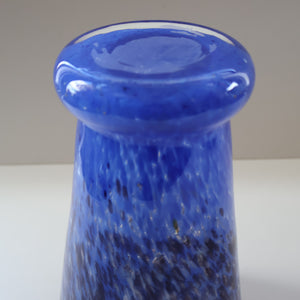 Later 1980s PERTHSHIRE GLASS Art Glass Trumpet Vase. Mottled Blue Glass. 8 1/2 inches in height
