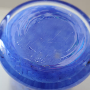 Later 1980s PERTHSHIRE GLASS Art Glass Trumpet Vase. Mottled Blue Glass. 8 1/2 inches in height