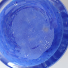Load image into Gallery viewer, Later 1980s PERTHSHIRE GLASS Art Glass Trumpet Vase. Mottled Blue Glass. 8 1/2 inches in height
