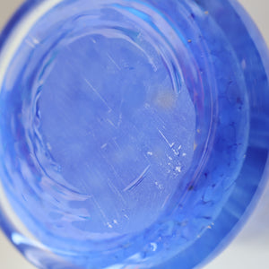Later 1980s PERTHSHIRE GLASS Art Glass Trumpet Vase. Mottled Blue Glass. 8 1/2 inches in height