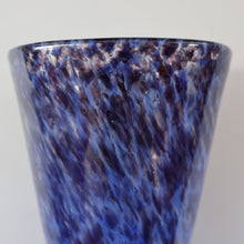 Load image into Gallery viewer, Later 1980s PERTHSHIRE GLASS Art Glass Trumpet Vase. Mottled Blue Glass. 8 1/2 inches in height
