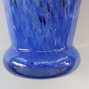 Later 1980s PERTHSHIRE GLASS Art Glass Trumpet Vase. Mottled Blue Glass. 8 1/2 inches in height