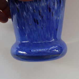 Later 1980s PERTHSHIRE GLASS Art Glass Trumpet Vase. Mottled Blue Glass. 8 1/2 inches in height