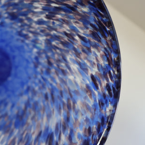 Later 1980s PERTHSHIRE GLASS Art Glass Trumpet Vase. Mottled Blue Glass. 8 1/2 inches in height
