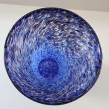 Load image into Gallery viewer, Later 1980s PERTHSHIRE GLASS Art Glass Trumpet Vase. Mottled Blue Glass. 8 1/2 inches in height
