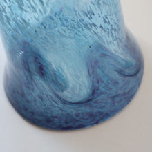 Load image into Gallery viewer, Later 1980s PERTHSHIRE GLASS Art Glass Vase. Mottled Light Blue Glass with Swirls Around the Rim. 8 1/2 inches in height

