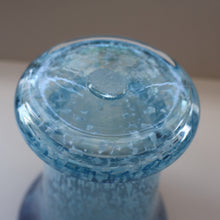 Load image into Gallery viewer, Later 1980s PERTHSHIRE GLASS Art Glass Vase. Mottled Light Blue Glass with Swirls Around the Rim. 8 1/2 inches in height
