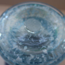 Load image into Gallery viewer, Later 1980s PERTHSHIRE GLASS Art Glass Vase. Mottled Light Blue Glass with Swirls Around the Rim. 8 1/2 inches in height
