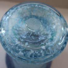 Load image into Gallery viewer, Later 1980s PERTHSHIRE GLASS Art Glass Vase. Mottled Light Blue Glass with Swirls Around the Rim. 8 1/2 inches in height
