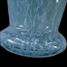 Load image into Gallery viewer, Later 1980s PERTHSHIRE GLASS Art Glass Vase. Mottled Light Blue Glass with Swirls Around the Rim. 8 1/2 inches in height
