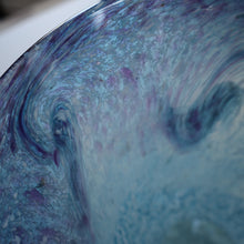 Load image into Gallery viewer, Later 1980s PERTHSHIRE GLASS Art Glass Vase. Mottled Light Blue Glass with Swirls Around the Rim. 8 1/2 inches in height
