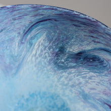 Load image into Gallery viewer, Later 1980s PERTHSHIRE GLASS Art Glass Vase. Mottled Light Blue Glass with Swirls Around the Rim. 8 1/2 inches in height
