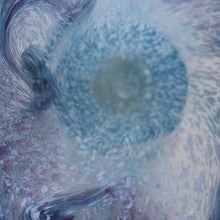 Load image into Gallery viewer, Later 1980s PERTHSHIRE GLASS Art Glass Vase. Mottled Light Blue Glass with Swirls Around the Rim. 8 1/2 inches in height
