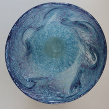 Load image into Gallery viewer, Later 1980s PERTHSHIRE GLASS Art Glass Vase. Mottled Light Blue Glass with Swirls Around the Rim. 8 1/2 inches in height
