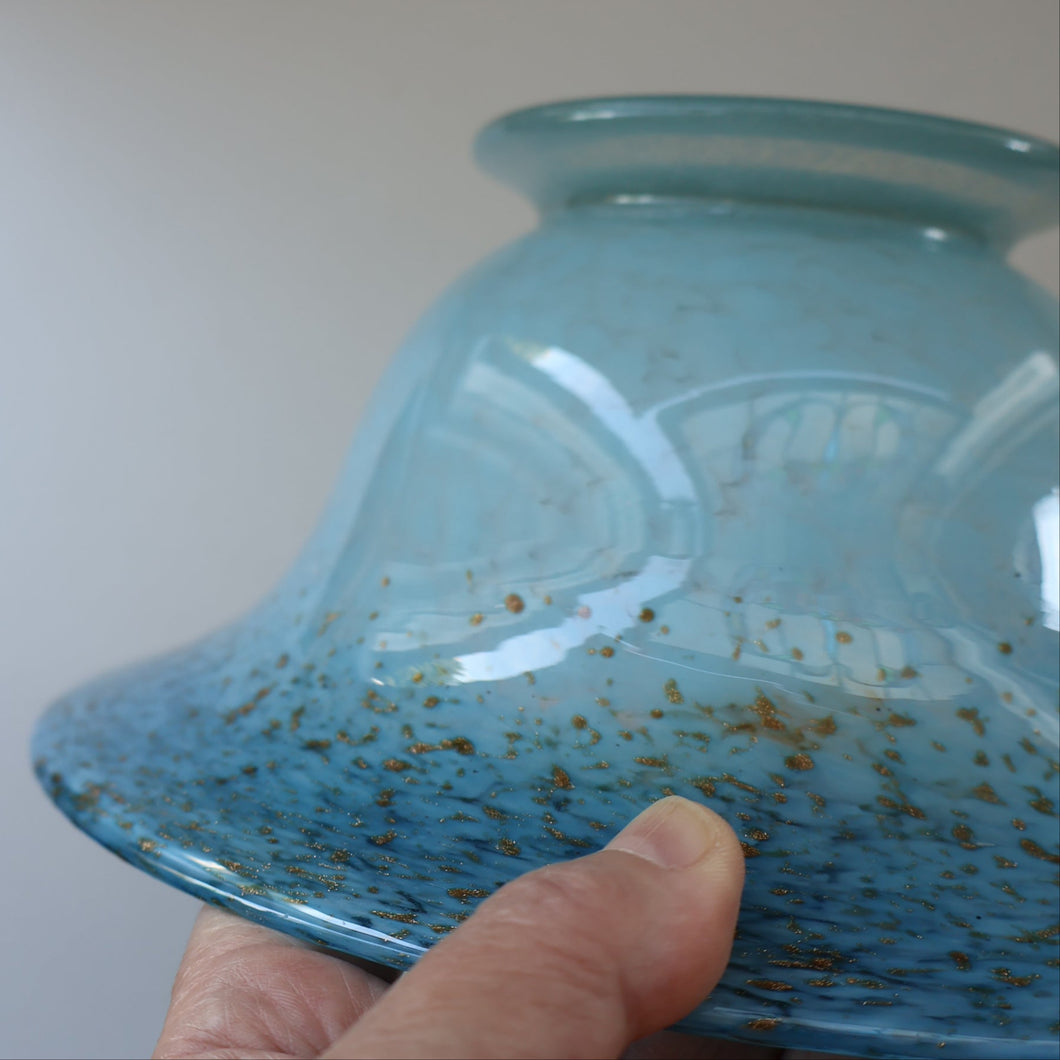SCOTTISH GLASS. Large Scottish MONART Bowl with Applied Foot. 9 1/2 inches diameter