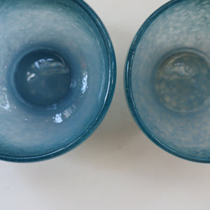 Two Small Blue Monart Glass Bowls