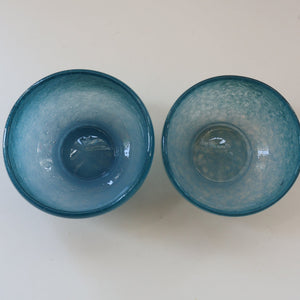 Two Small Blue Monart Glass Bowls