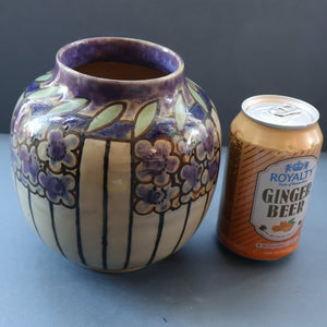 1920s ROYAL DOULTON Art Nouveau Globular Stoneware Vase Designed by Annie Lyons