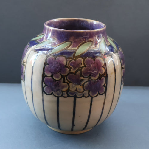 1920s ROYAL DOULTON Art Nouveau Globular Stoneware Vase Designed by Annie Lyons