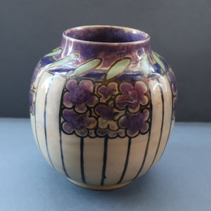1920s ROYAL DOULTON Art Nouveau Globular Stoneware Vase Designed by Annie Lyons